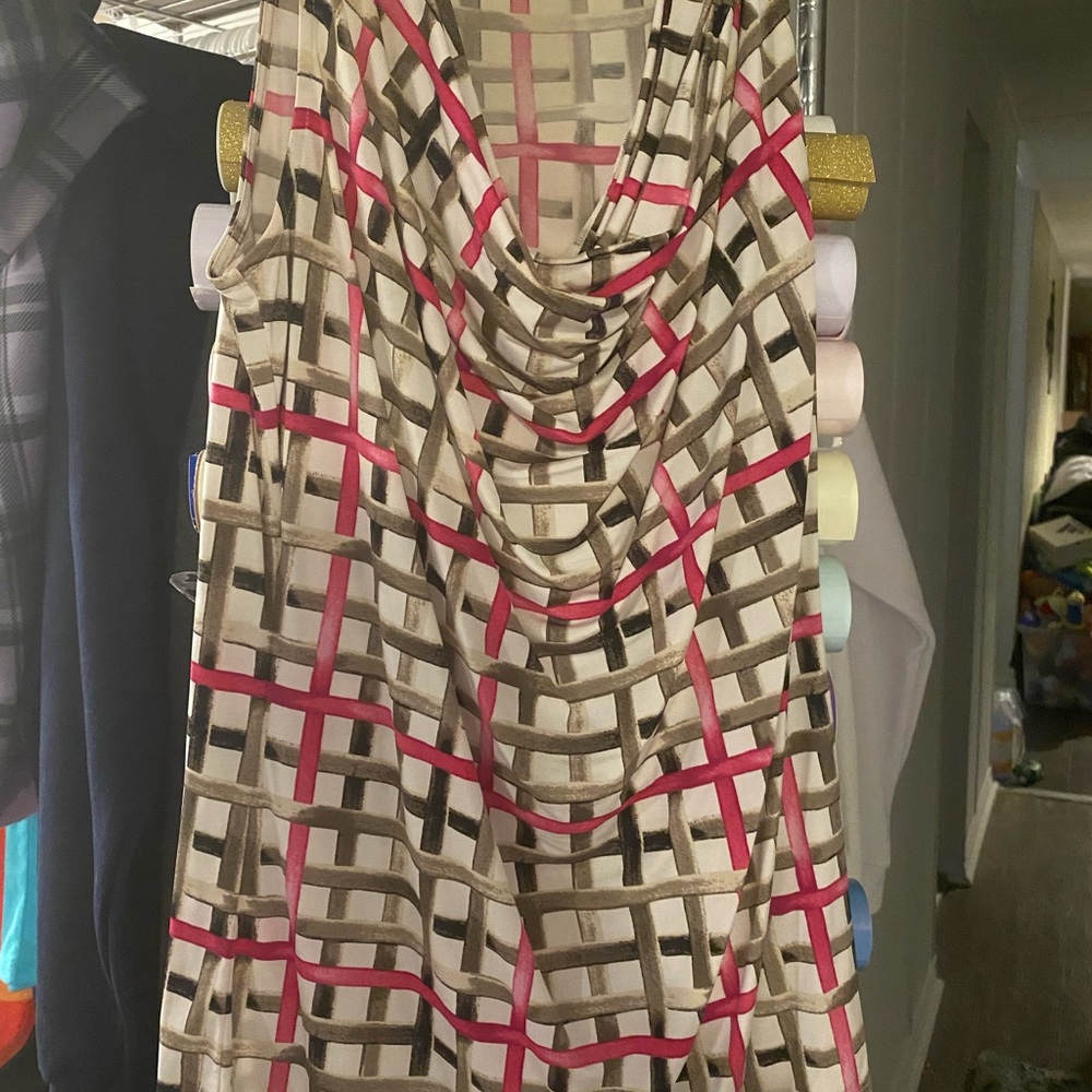 Worthington Women's Blouse - Pink and Brown Plaid